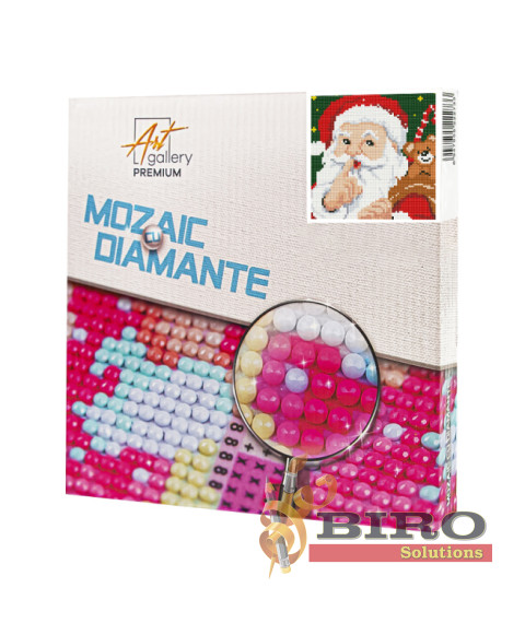 Mozaic cu diamante 20x20 cm Moș Crăciun cu cadouri